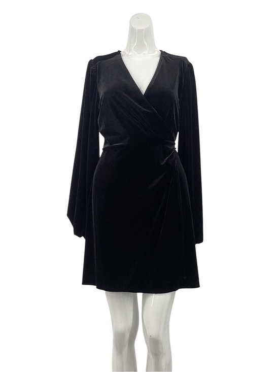 Gianni Bini Dresses & Skirts - Gianni Bini Black Velvet Wrap Long-Sleeve Dress